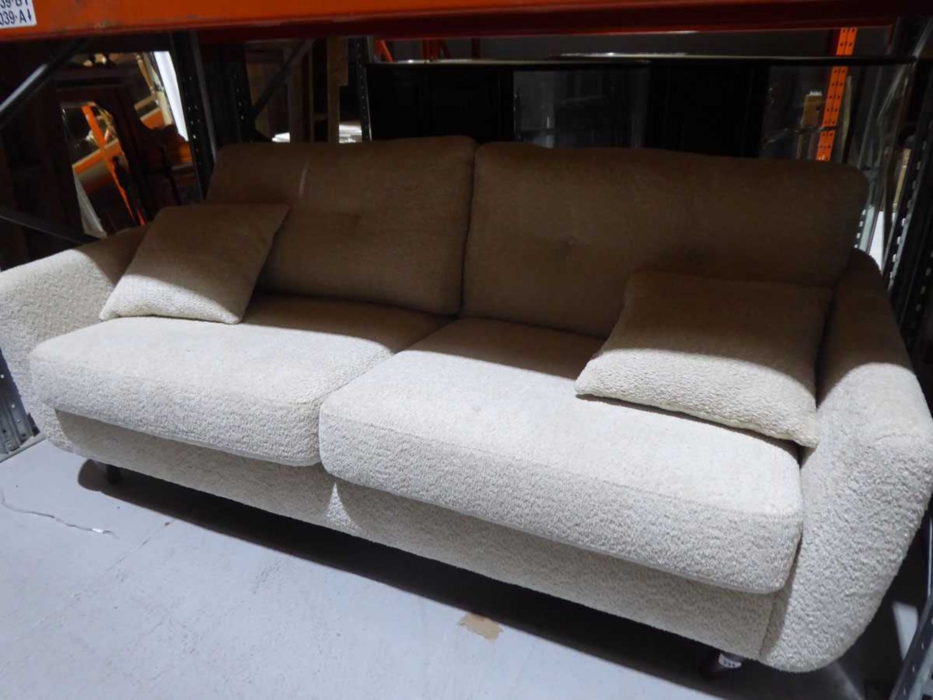 +VAT 1950's style oatmeal 2 seater sofa in bouclette fabric Very nice condition, no obvious marks