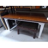 +VAT Oriental hardwood and white painted rectangualr dining table together with an Asian hardwood