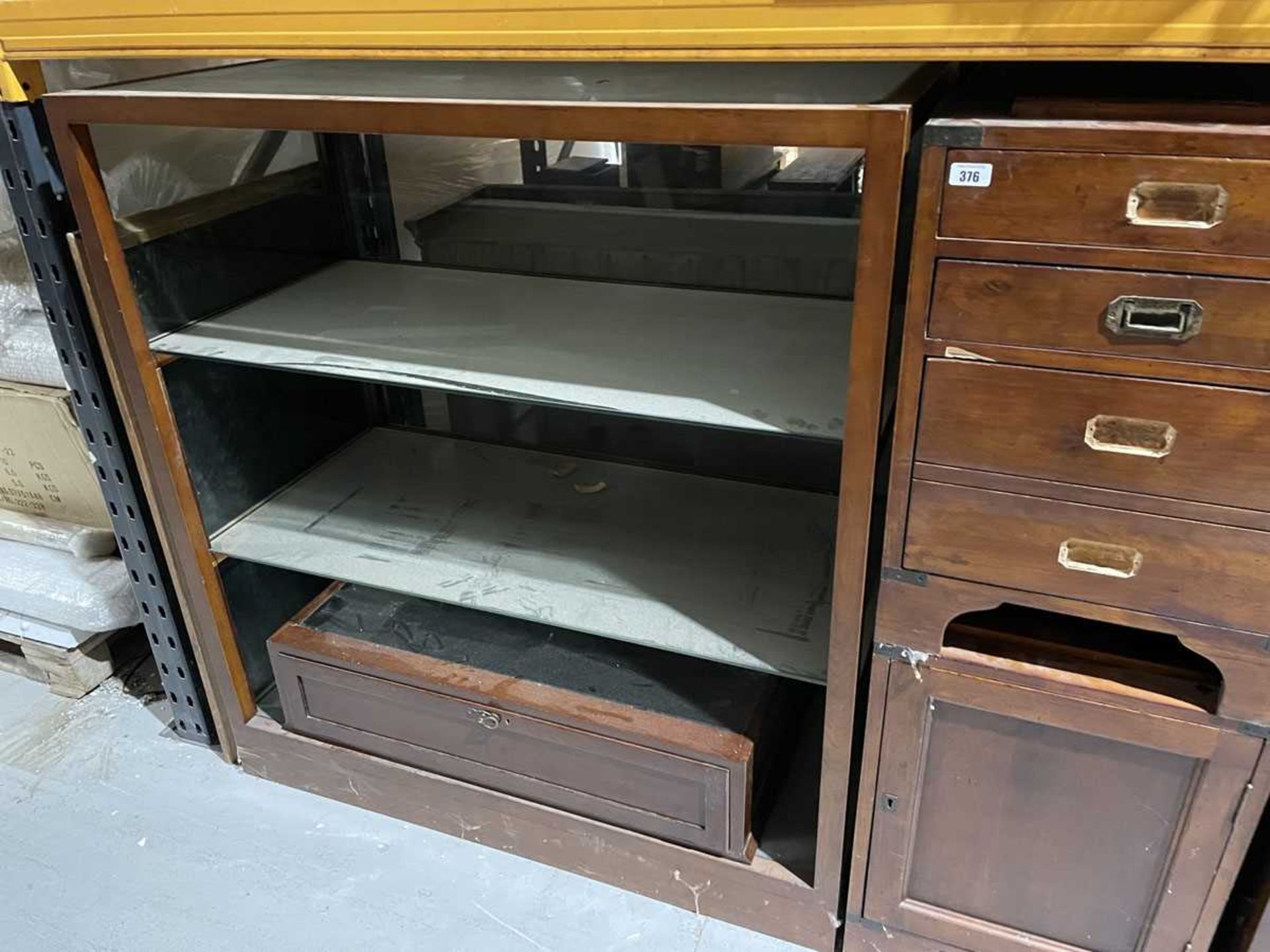 +VAT Bay of furniture parts, to include various desk pedestals, part display cabinets, decorative - Image 4 of 5