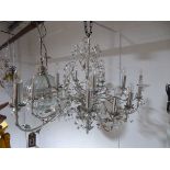 +VAT Decorative multi branch silver finish candelabra type ceiling light fixture with lustres