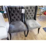 +VAT Pair of Marlborough large grey button back dining chairs