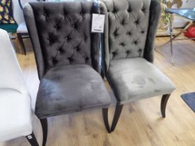 +VAT Pair of Marlborough large grey button back dining chairs