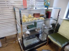 +VAT Pair of chrome and glass 4 shelf display stands (approx. 1.2m x 1.3m x 600mm)