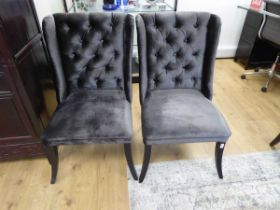 +VAT Pair of Marlborough large grey button back dining chairs