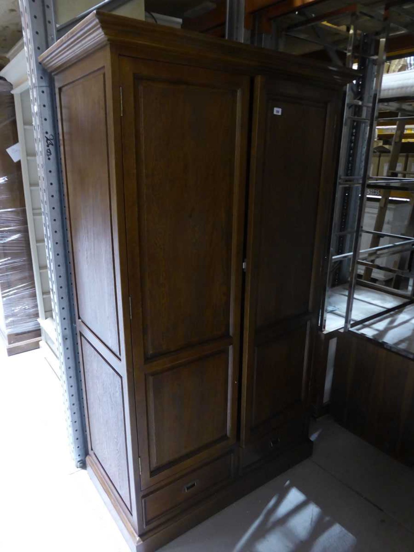 +VAT Oak double door wardrobe with 2 drawers under