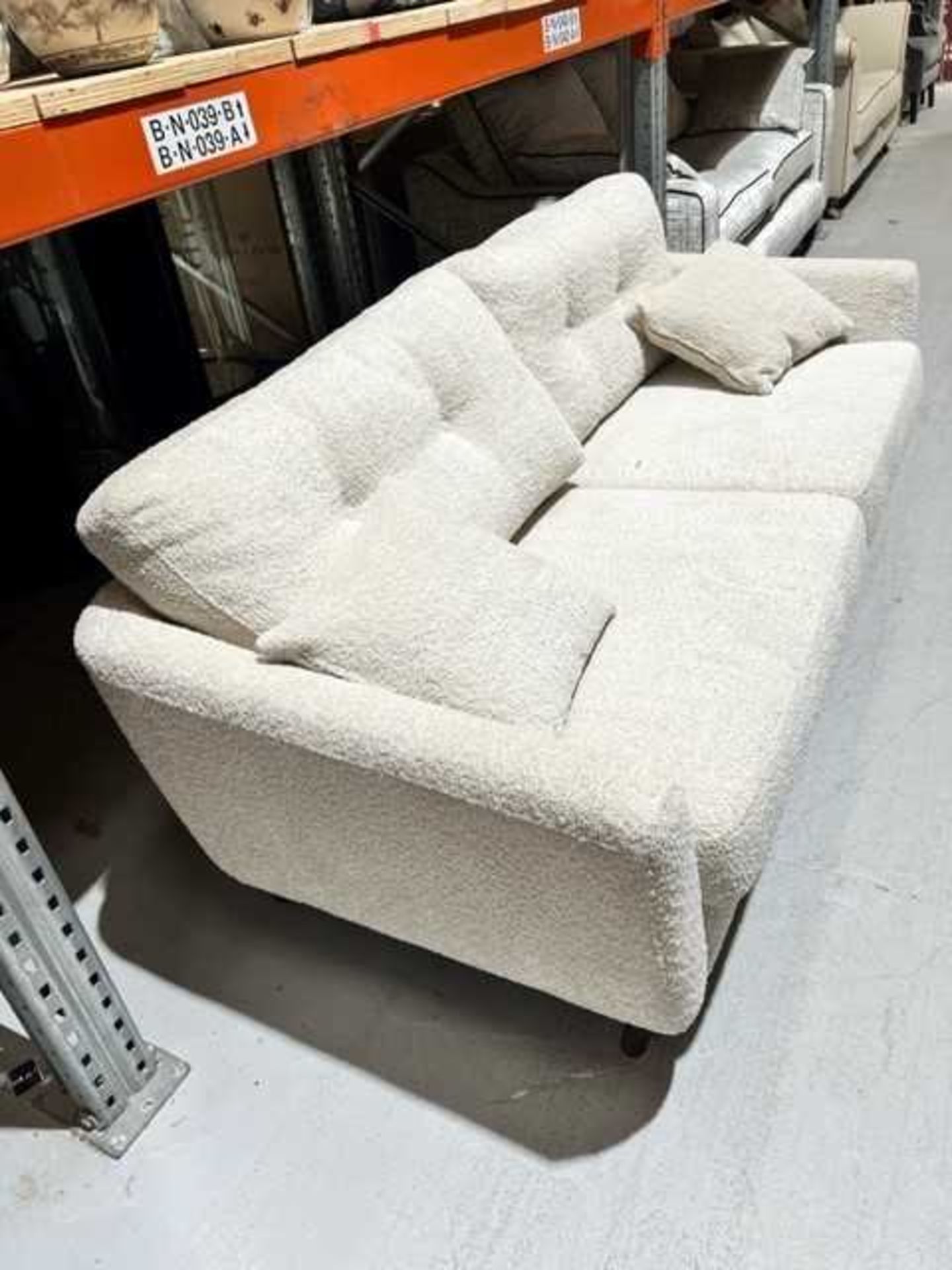 +VAT 1950's style oatmeal 2 seater sofa in bouclette fabric Very nice condition, no obvious marks - Image 2 of 4