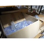 +VAT Bay of various boxed chandelier ceiling light fixtures