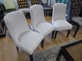 +VAT Set of 3 black framed and light grey upholstered dining chairs