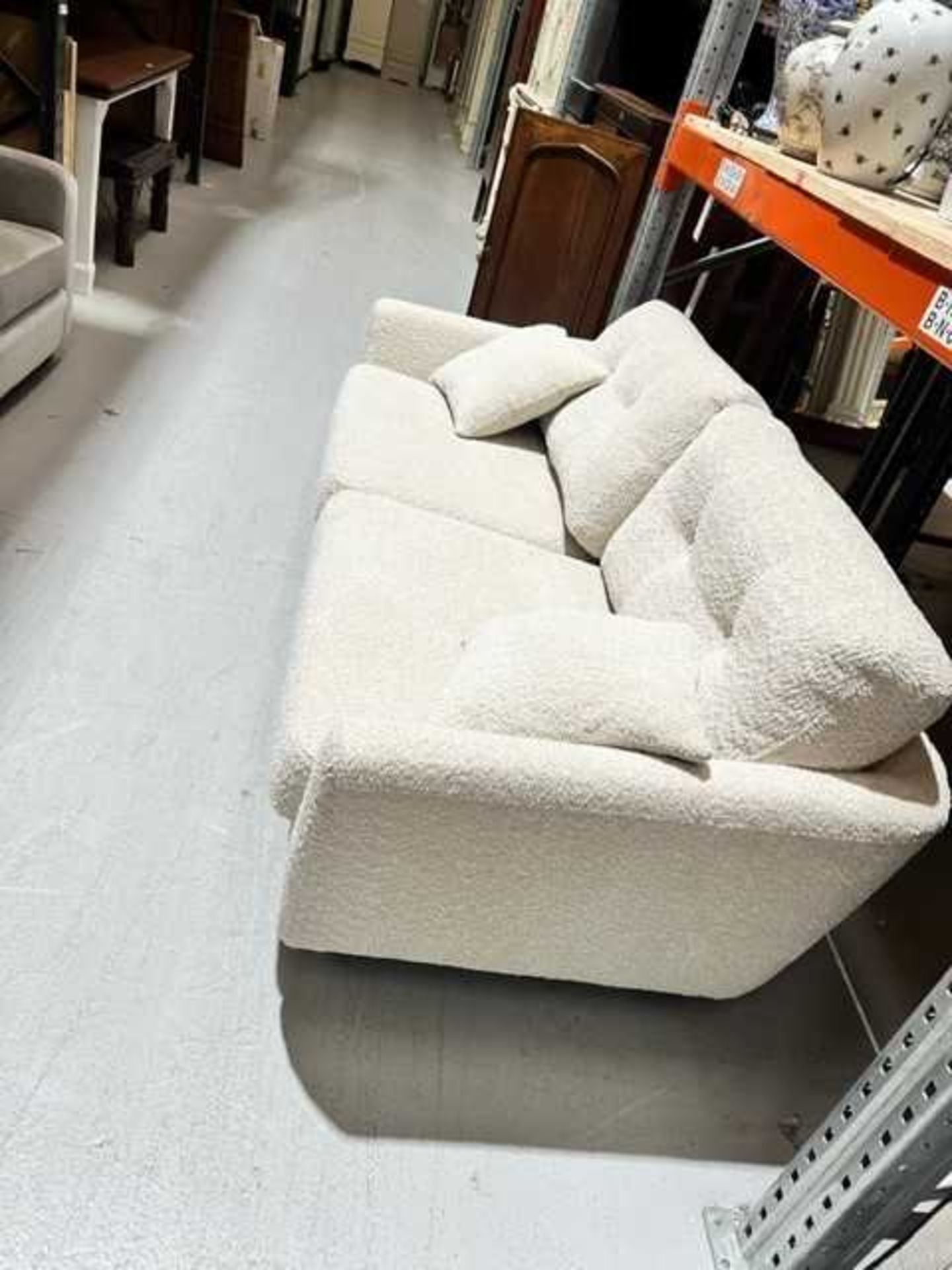 +VAT 1950's style oatmeal 2 seater sofa in bouclette fabric Very nice condition, no obvious marks - Image 3 of 4