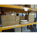 +VAT 4 part boxes of drinking glasses and 6 various white ceramic serving plates