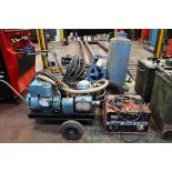 +VAT Collection of 3 items to include a petrol engine compressor with receiver tank, pump unit and a