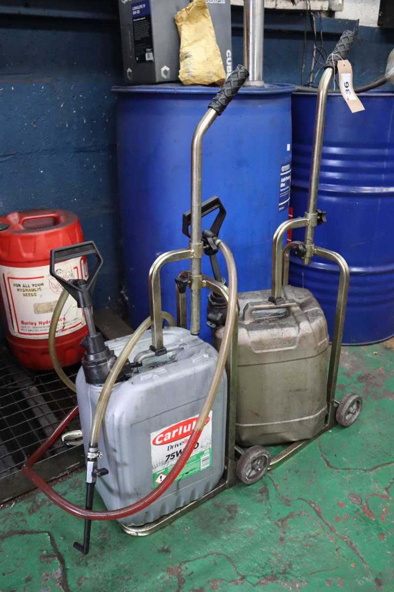 +VAT 2 small bottle trolleys with hand pumps