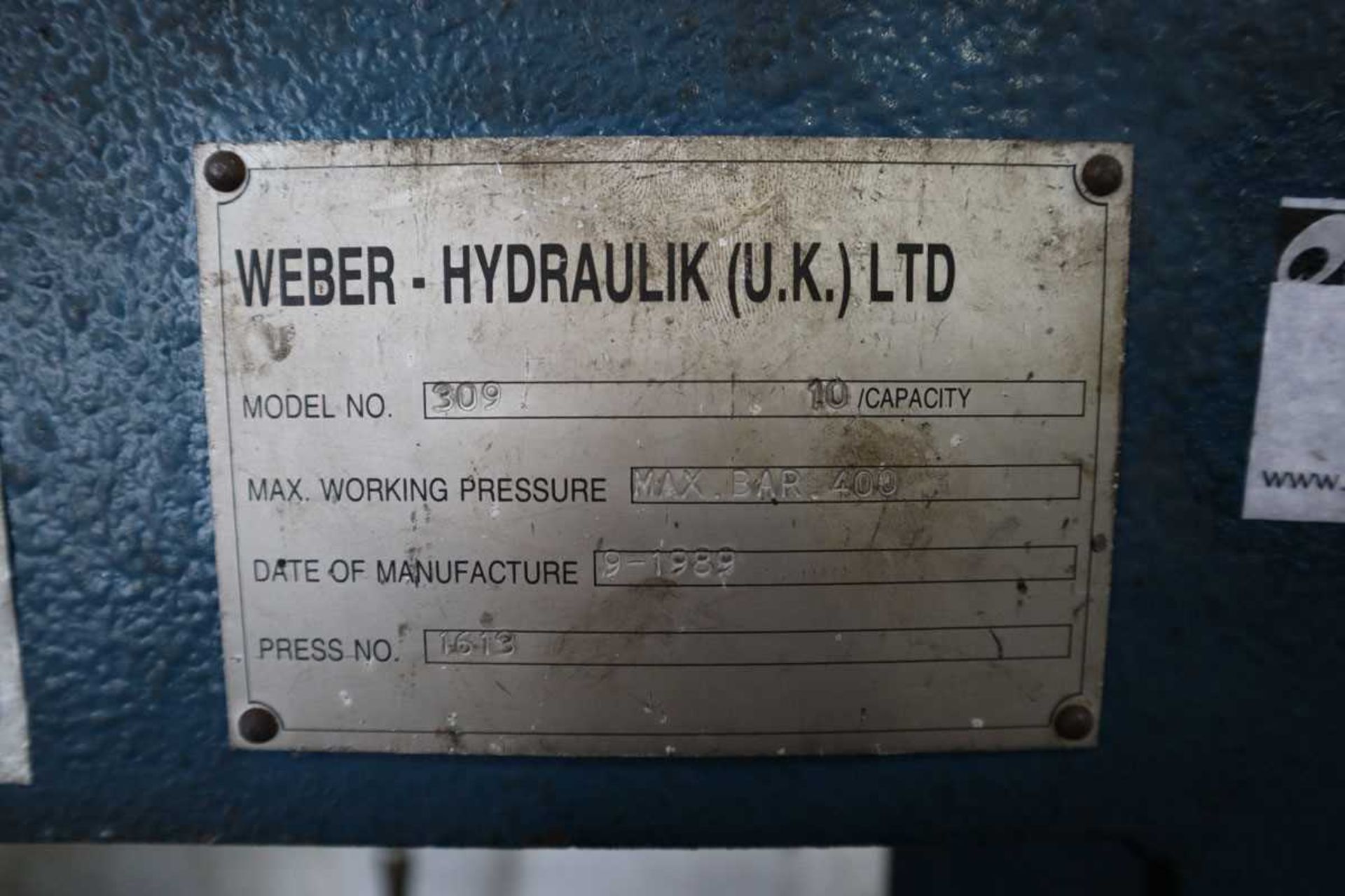 +VAT Weber model: 309 10 ton capacity press with assorted tooling - Image 2 of 2