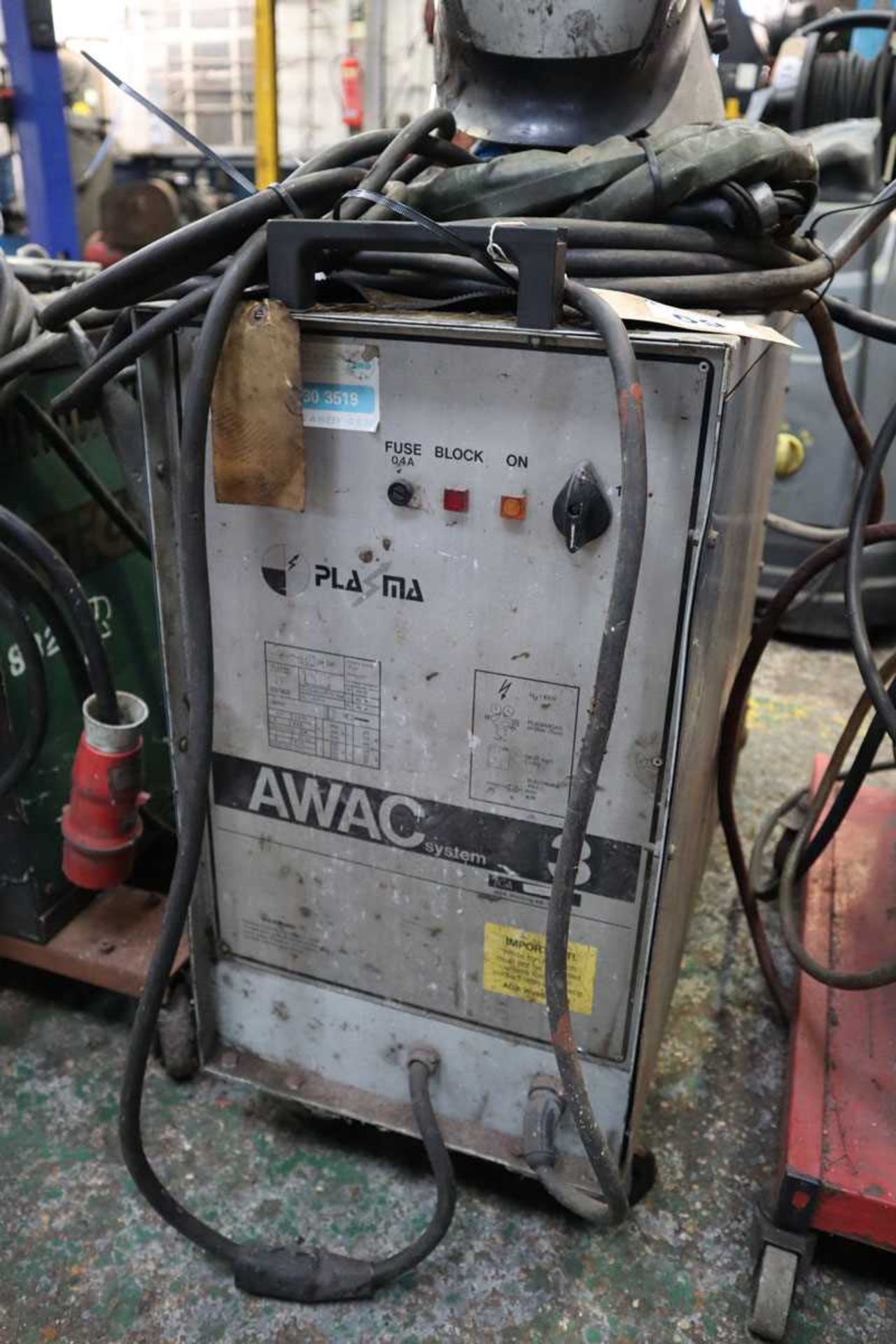 +VAT AGA plasma AWAC system no.3 mig welder with associated cabling plus 1 helmet and 1 mask, single - Image 2 of 2