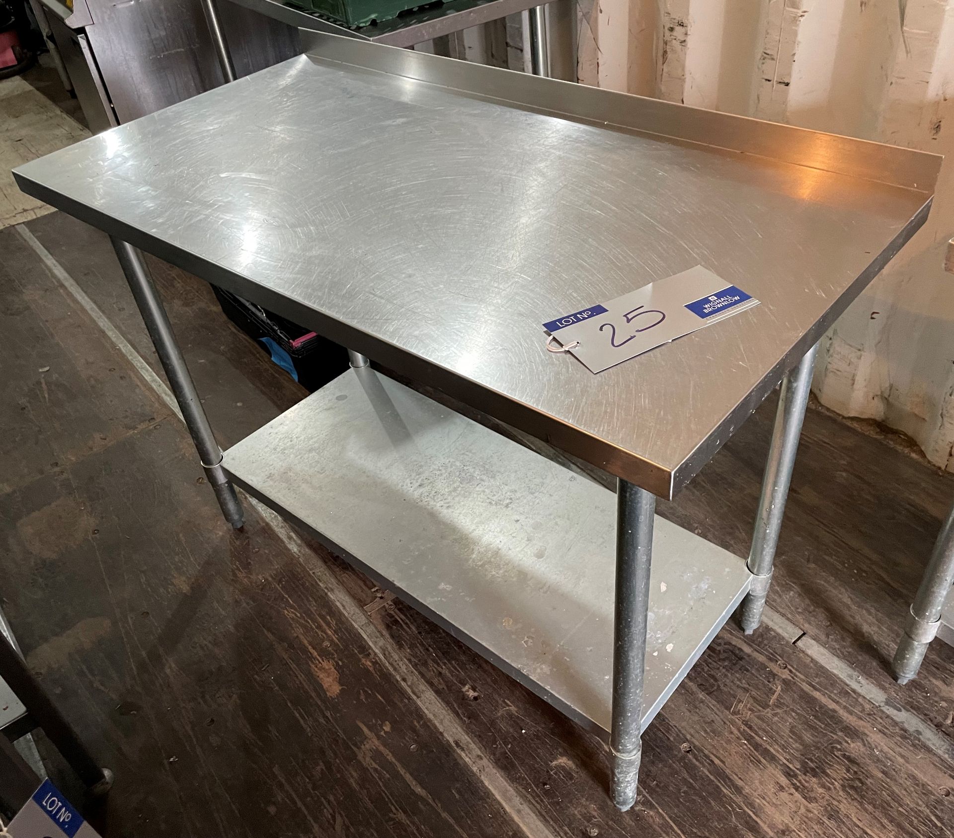 A Stainless Steel Food Preparation Bench, 200cm x 60cm x 85cm with undershelf (located at EMS