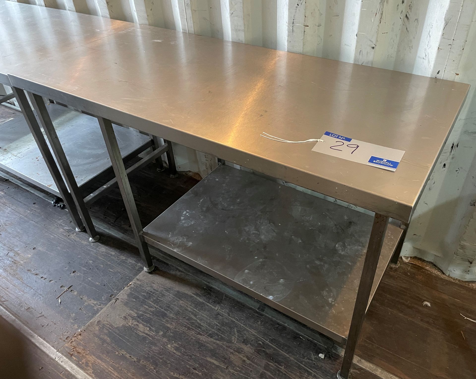 A Stainless Steel Food Preparation Bench, 150cm x 70cm x 90cm with undershelf (located at EMS