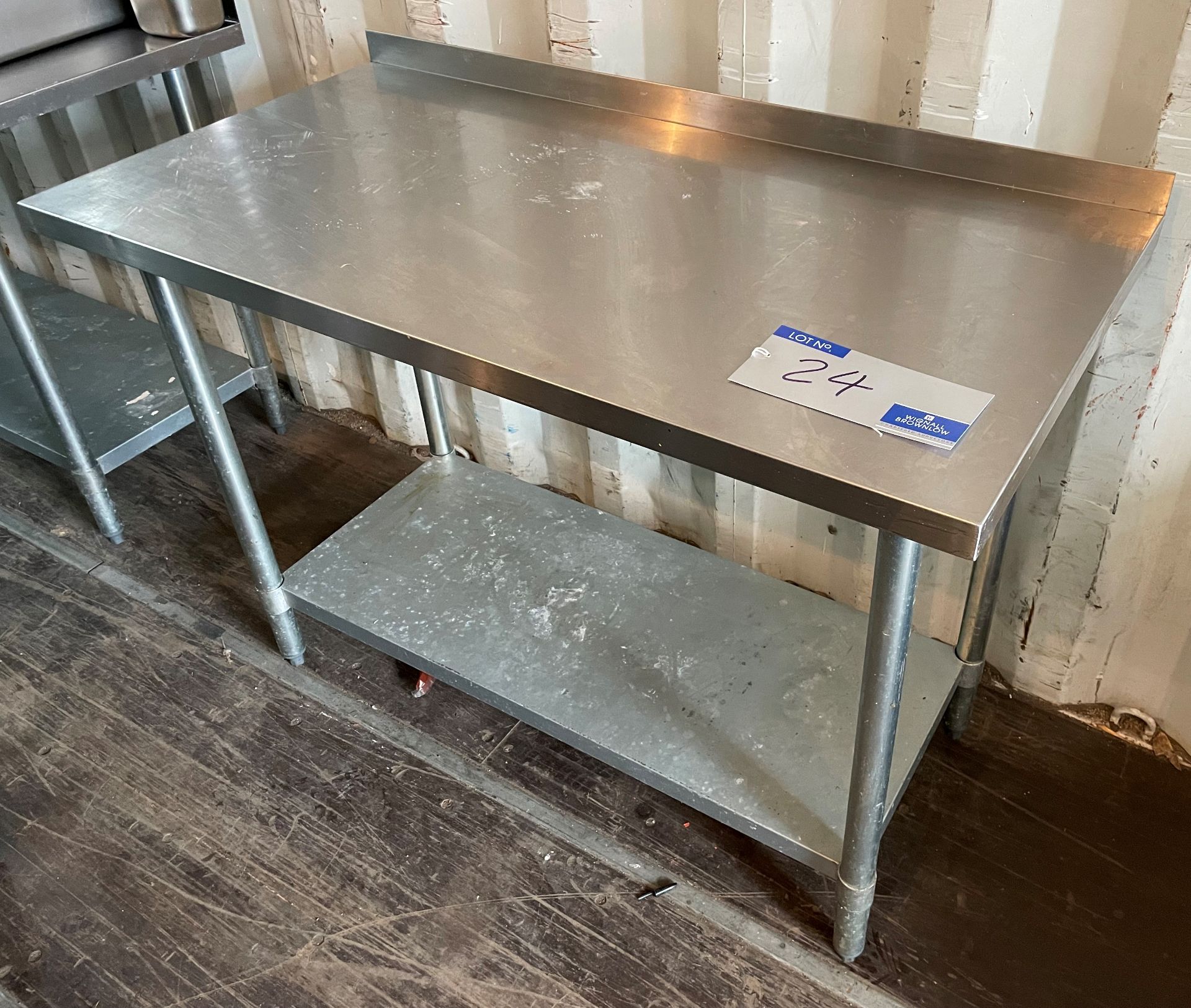 A Stainless Steel Food Preparation Bench, 200cm x 60cm x 85cm with undershelf (located at EMS