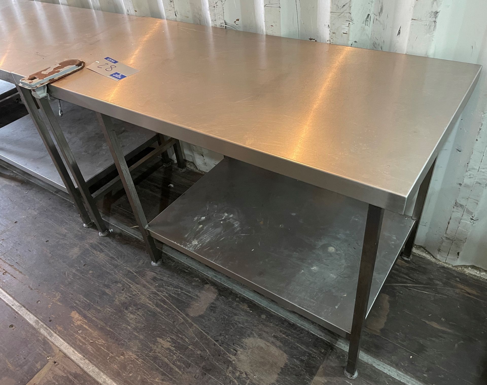 A Stainless Steel Food Preparation Bench, 150cm x 70cm x 90cm with undershelf (located at EMS