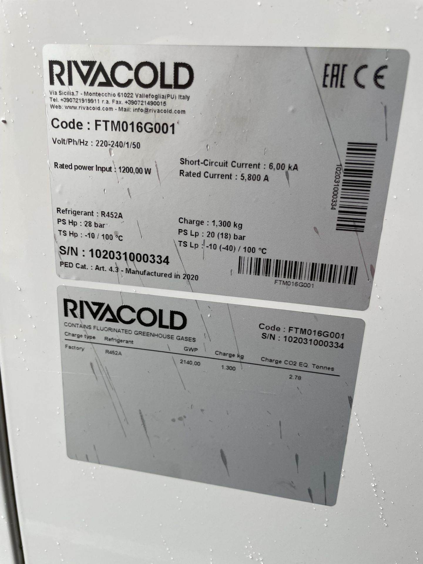 A Rivacold Blocksystem FTM016G001 Wall Mounting Refrigeration Room Chilling Unit, new 2020 ( - Image 3 of 4