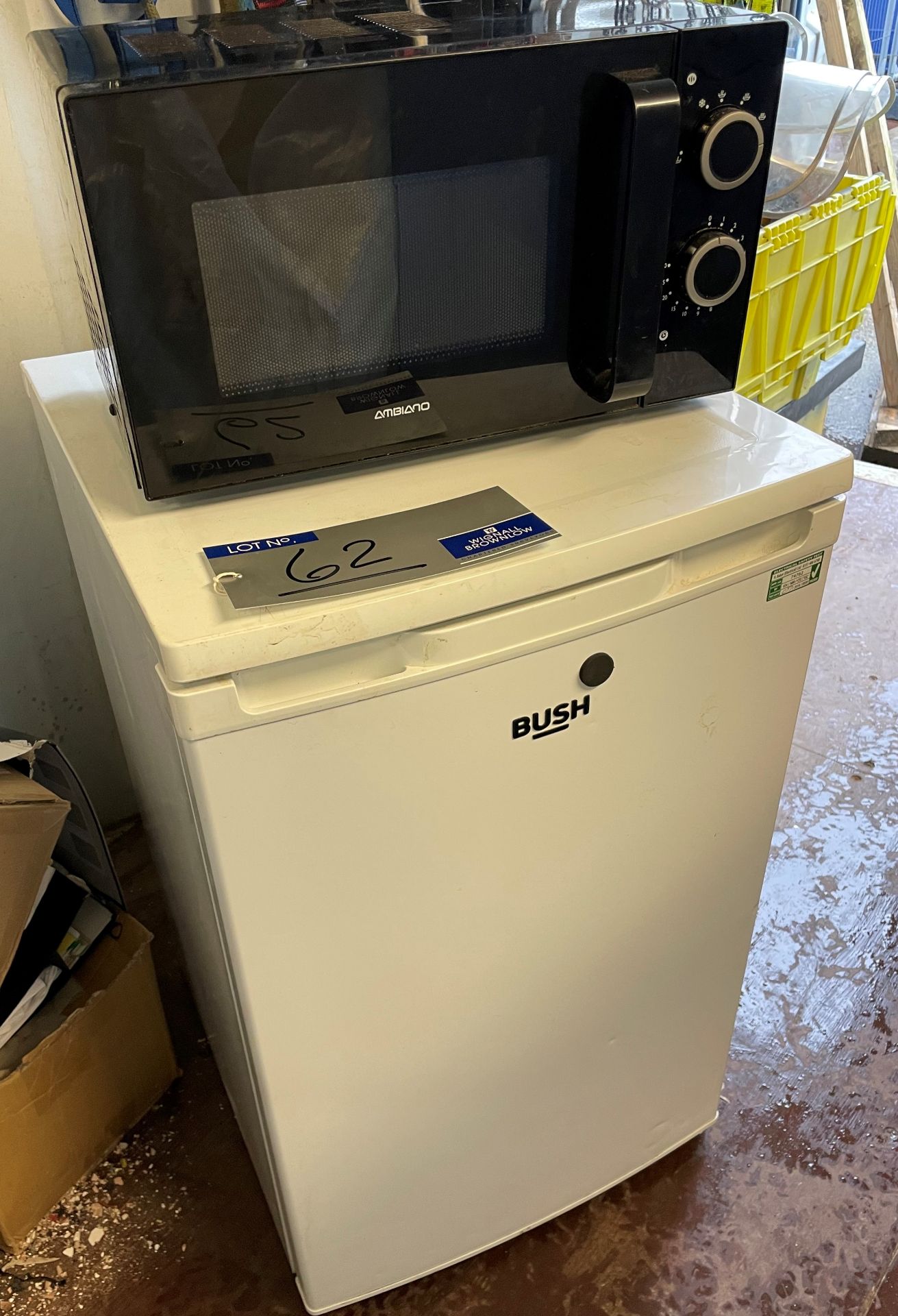 A Bush Refrigerator with A Microwave Oven (located at EMS Asset Management, Yard 1A, Bradley Hall