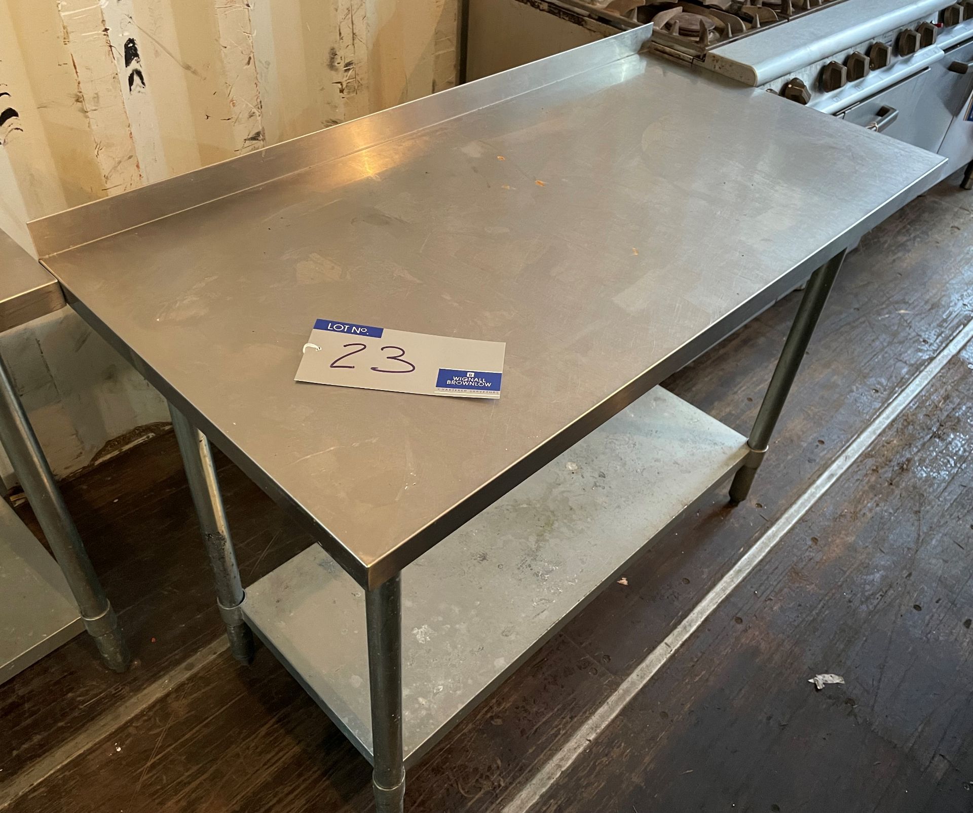 A Stainless Steel Food Preparation Bench, 200cm x 60cm x 85cm with undershelf (located at EMS