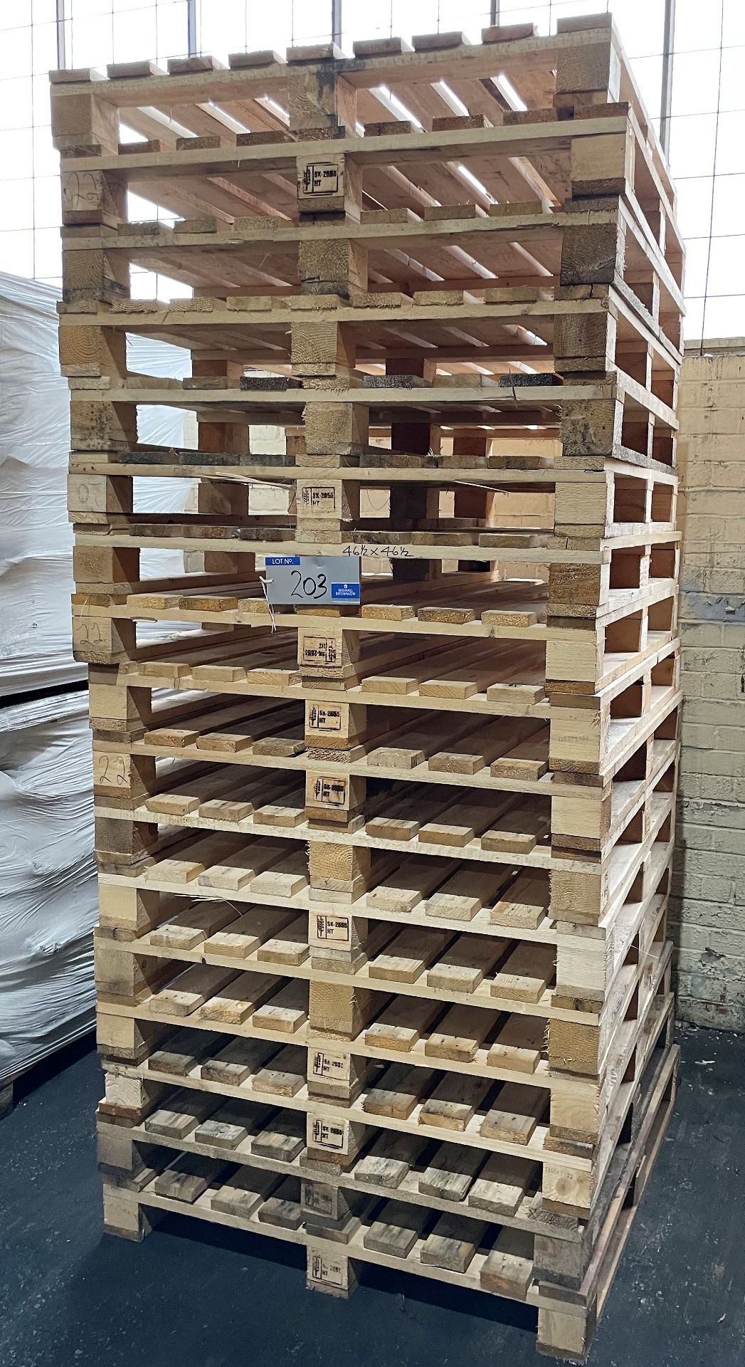 17 Timber 2 way Pallets, 46.5in x 46.5in.