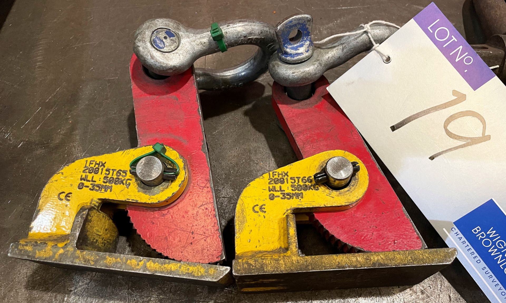 A pair of 500kg Plate Clamps.