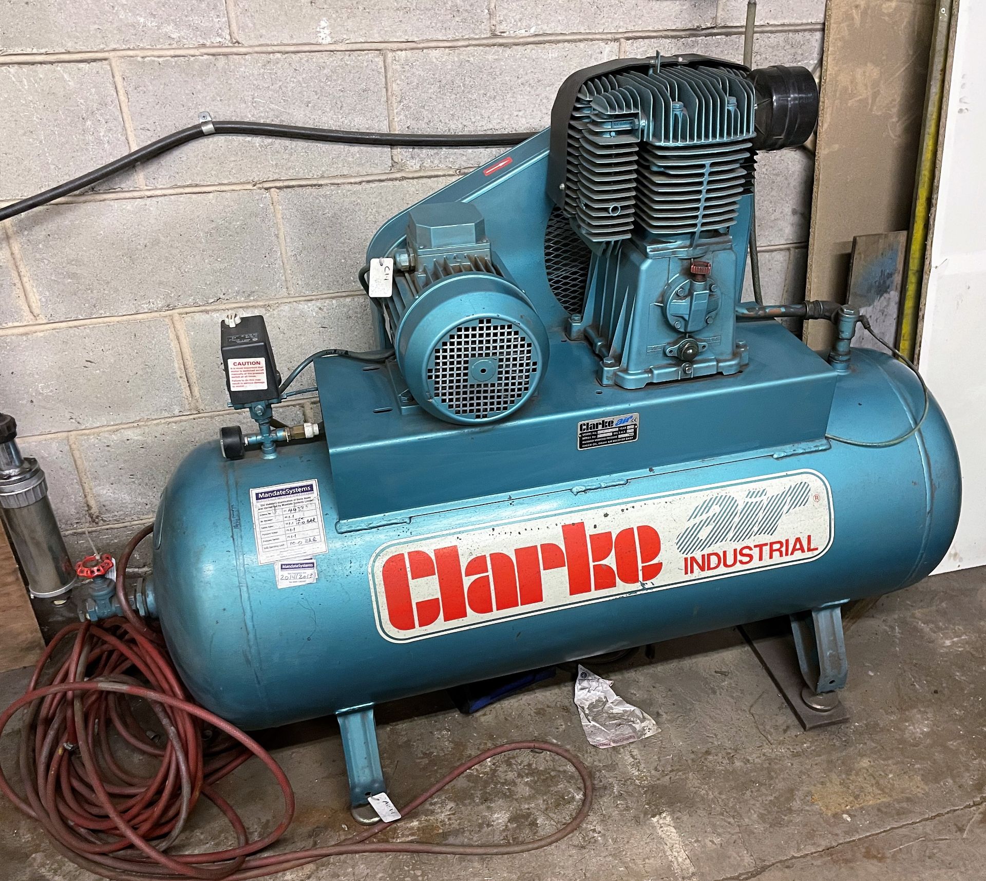 A Clarke air SE36C270 Receiver Mounted Air Compressor No.24614 (2001).