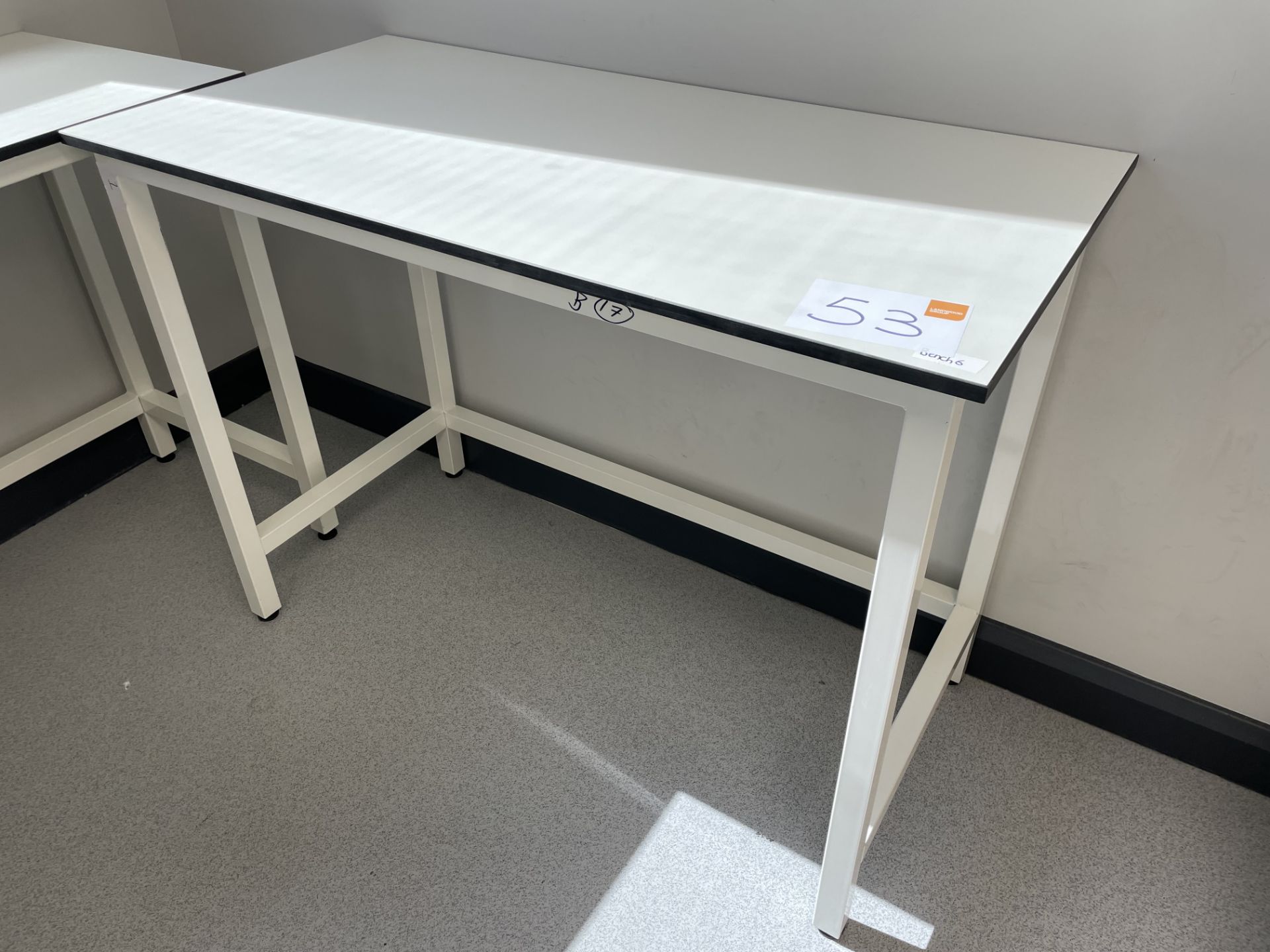 A Laboratory bench, 120cm x 60cm x 89cm h.