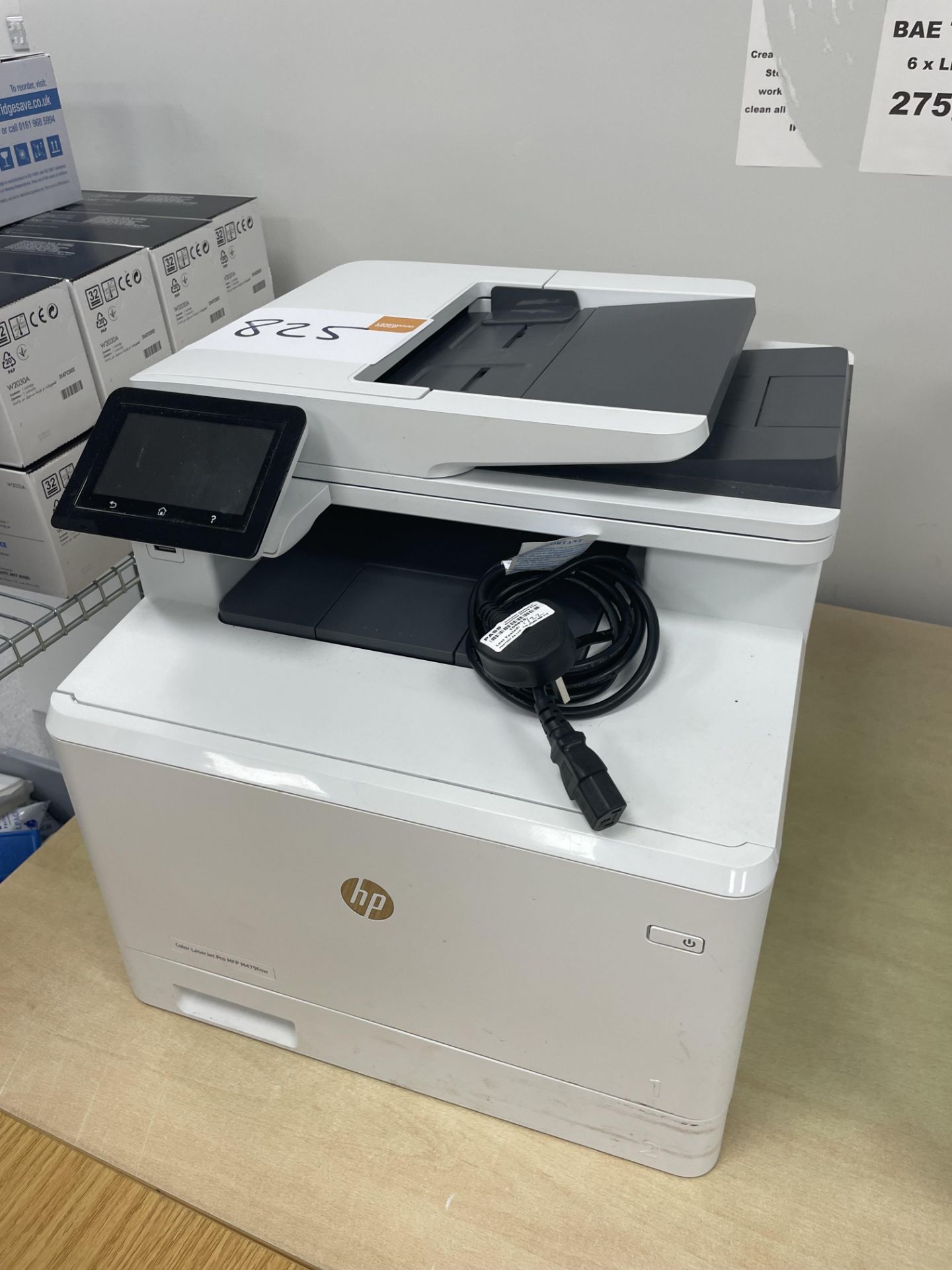 A HP Color LaserJet Pro MFP M479fnw multi functional printer.