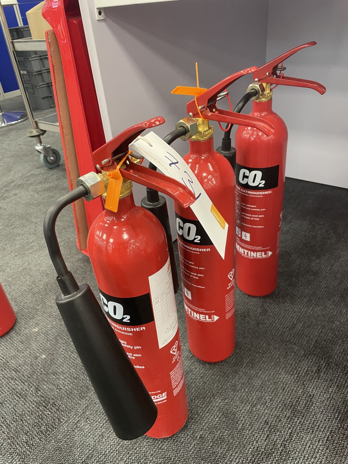 2 Sentinel 2kg carbon dioxide fire extinguishers with Commander Edge carbon dioxide fire