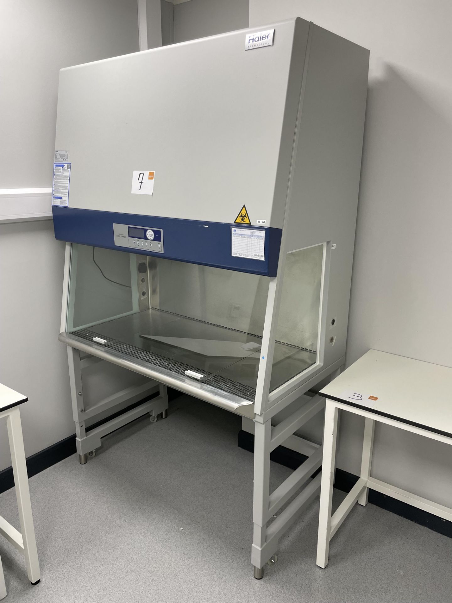 A Haier Biomedical HR 1200-II A2-D biological safety cabinet on mobile stand no: B60GG 3EB20 D0HL3