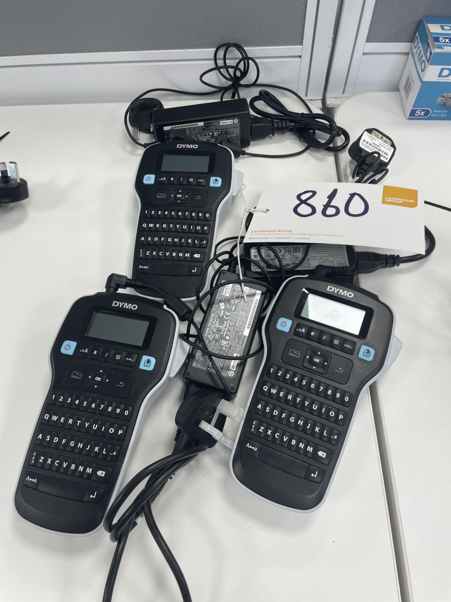 3 Dymo LabelManager 160 hand held thermal label printers.
