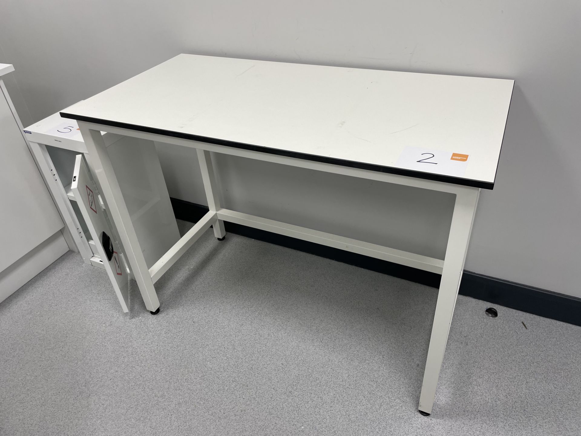 A Laboratory bench, 120cm x 60cm x 89cm h.