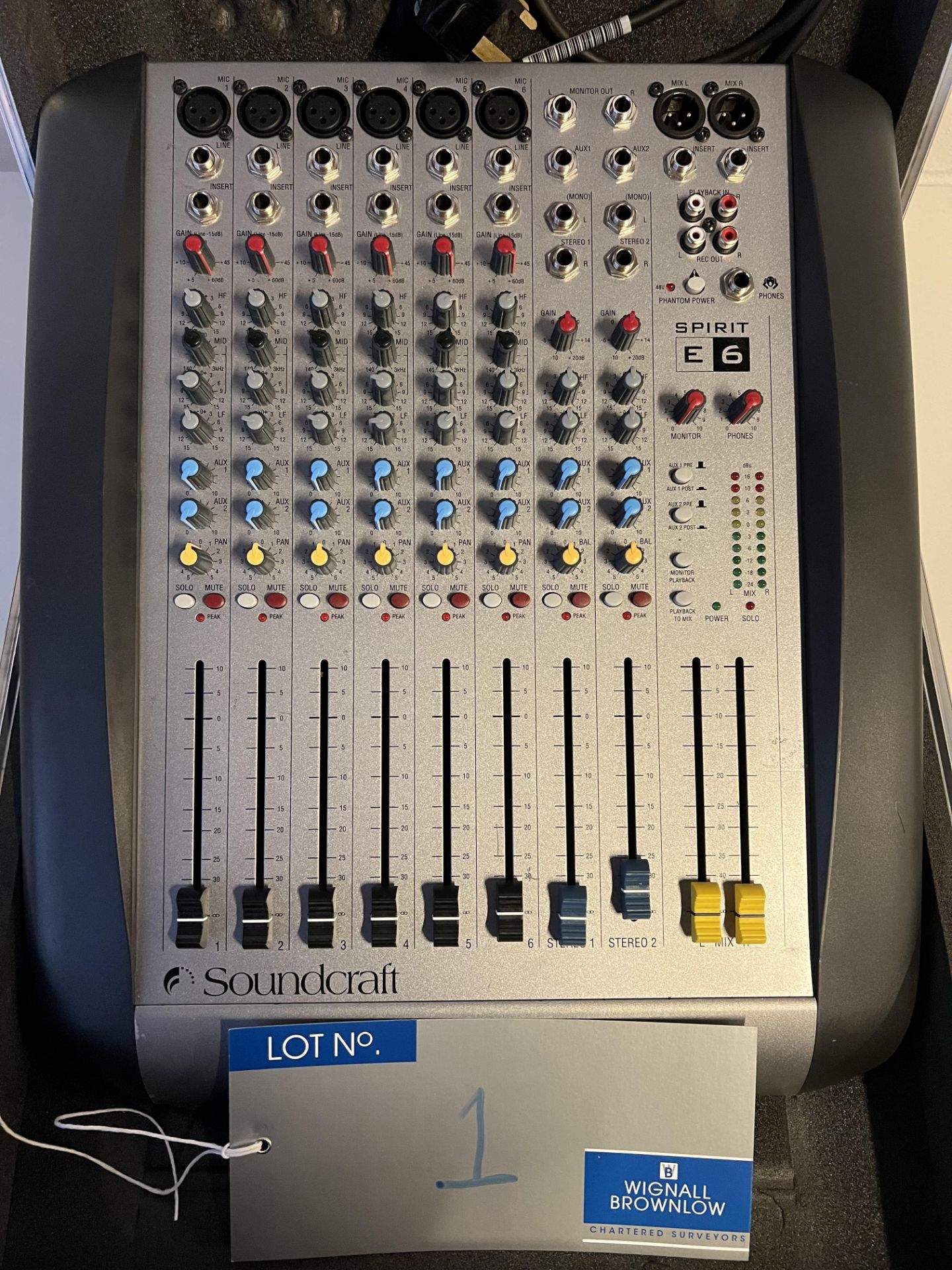 A SoundCraft E6 sound desk with flight case (located at Visions, Unit 14, Suttons Business Park,