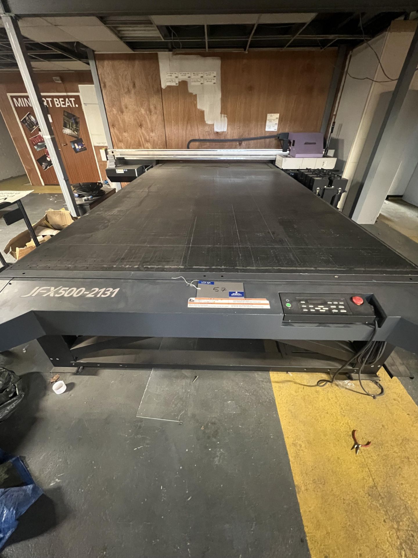 A Mimaki JFX500-2131 Flatbed Printer (working pre covid, will need inks, lines and heads) (located