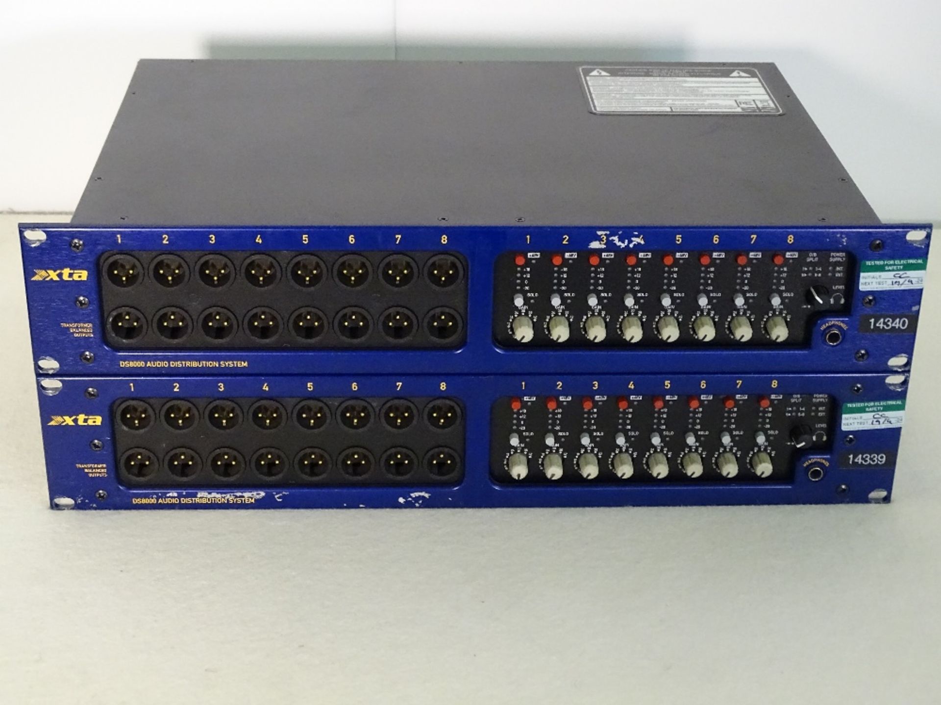 A Pair of XTA DS8000/D-8 Channel Mic/Line Distribution Units, a 2U, 8 input to 32 output mic/line