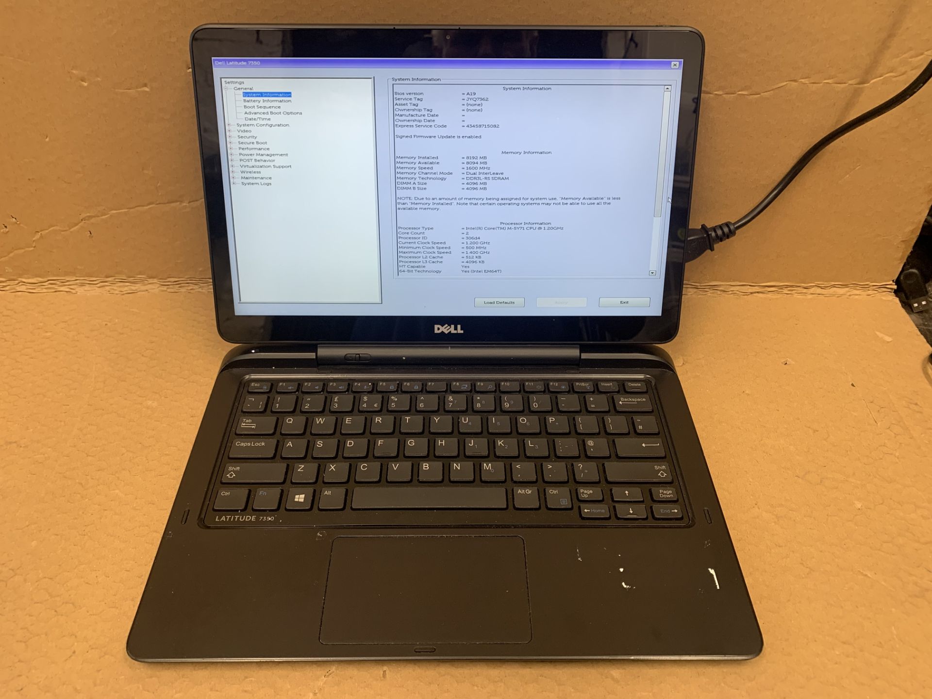 A Dell Latitude 7350 Laptop/Tablet, touchscreen, detachable keyboard-Intel M-5Y71 @ 1.2GHz, 8Gb RAM, - Image 2 of 3