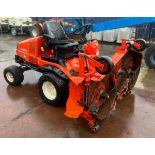 A Kubota F3680-EC 4WD Ride On Mower with 3 blade Mower Deck (one blade missing) and towing hitch,