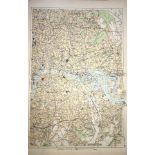 Rare Coloured Antique Large Map London East End GW Bacon 1904.