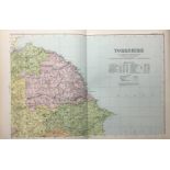 Coloured Antique Large Map Yorkshire North East Riding GW Bacon 1904.