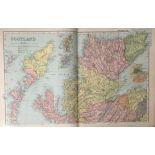 Coloured Antique Large Map Scotland Highlands Shetland Orkneys Etc 1904.
