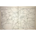 Rare Coloured Antique Large London & Suburbs Railway Map GW Bacon 1904.