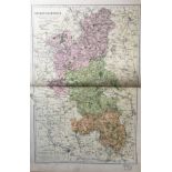 Coloured Antique Large Map Buckinghamshire GW Bacon 1904.