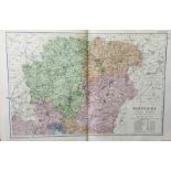 Coloured Antique Large Map North Hampshire GW Bacon 1904.