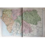 Coloured Antique Large Map Lake District & Cumbria GW Bacon 1904.