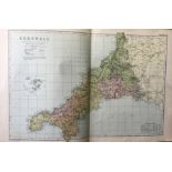 Coloured Antique Large Map Cornwall & Scilly Isles GW Bacon 1904.