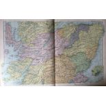 Coloured Antique Large Map Scotland Central GW Bacon 1904.
