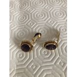 Pair of Earrings 18 Karat Gold With Amethyst Stones