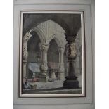 Samuel Prout Watercolour - Figures in The Courtyard of Prince-Bishops' Palace in Liege - Unsigned...